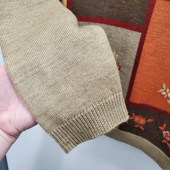 Alfred Dunner Petite Vintage Earthy 70s Embroidered Cottagecore Mock Sweater PM - Picture 5 of 9